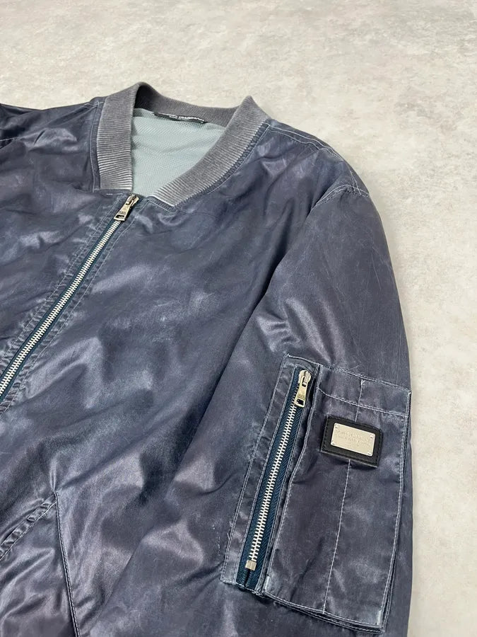 2000s Dolce & Gabbana Navy Nylon Multi-Pocket Bomber Jacket LrkJHIP 8