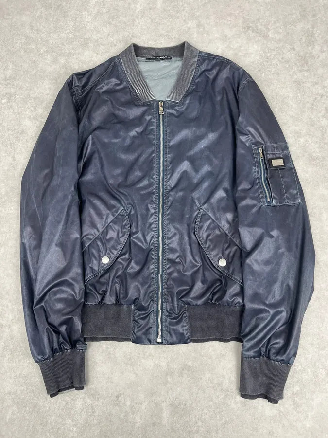 2000s Dolce & Gabbana Navy Nylon Multi-Pocket Bomber Jacket LrkJHIP 3