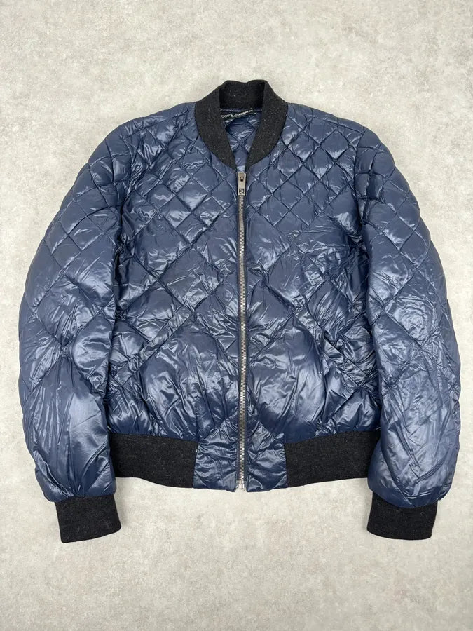 Dolce & Gabbana Navy Nylon Quilted Bomber Jacket btmLVUr 0