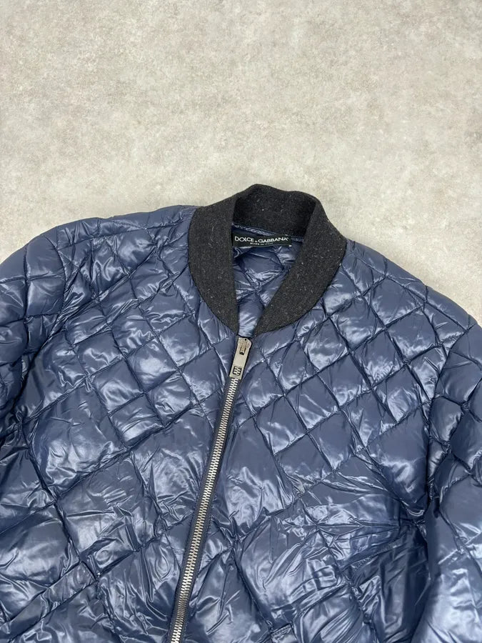 Dolce & Gabbana Navy Nylon Quilted Bomber Jacket btmLVUr 3