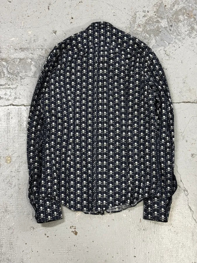 2010s Dolce & Gabbana Navy Pirate Skull Classy Shirt CTXiBBB 3