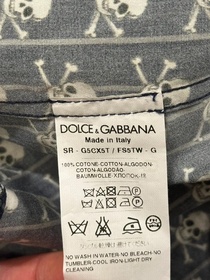2010s Dolce & Gabbana Navy Pirate Skull Classy Shirt CTXiBBB 10