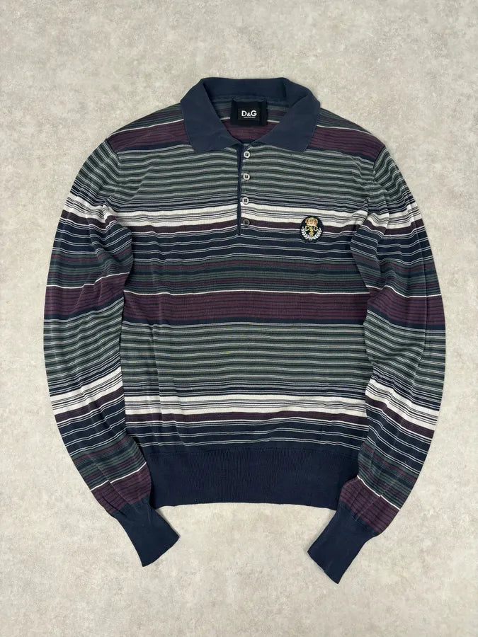 2000s Dolce & Gabbana Multicolor Striped Signature Polo Sweater lDIsYlk 0
