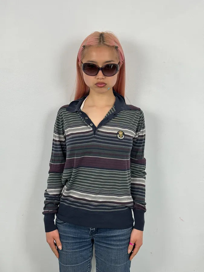 2000s Dolce & Gabbana Multicolor Striped Signature Polo Sweater lDIsYlk 1