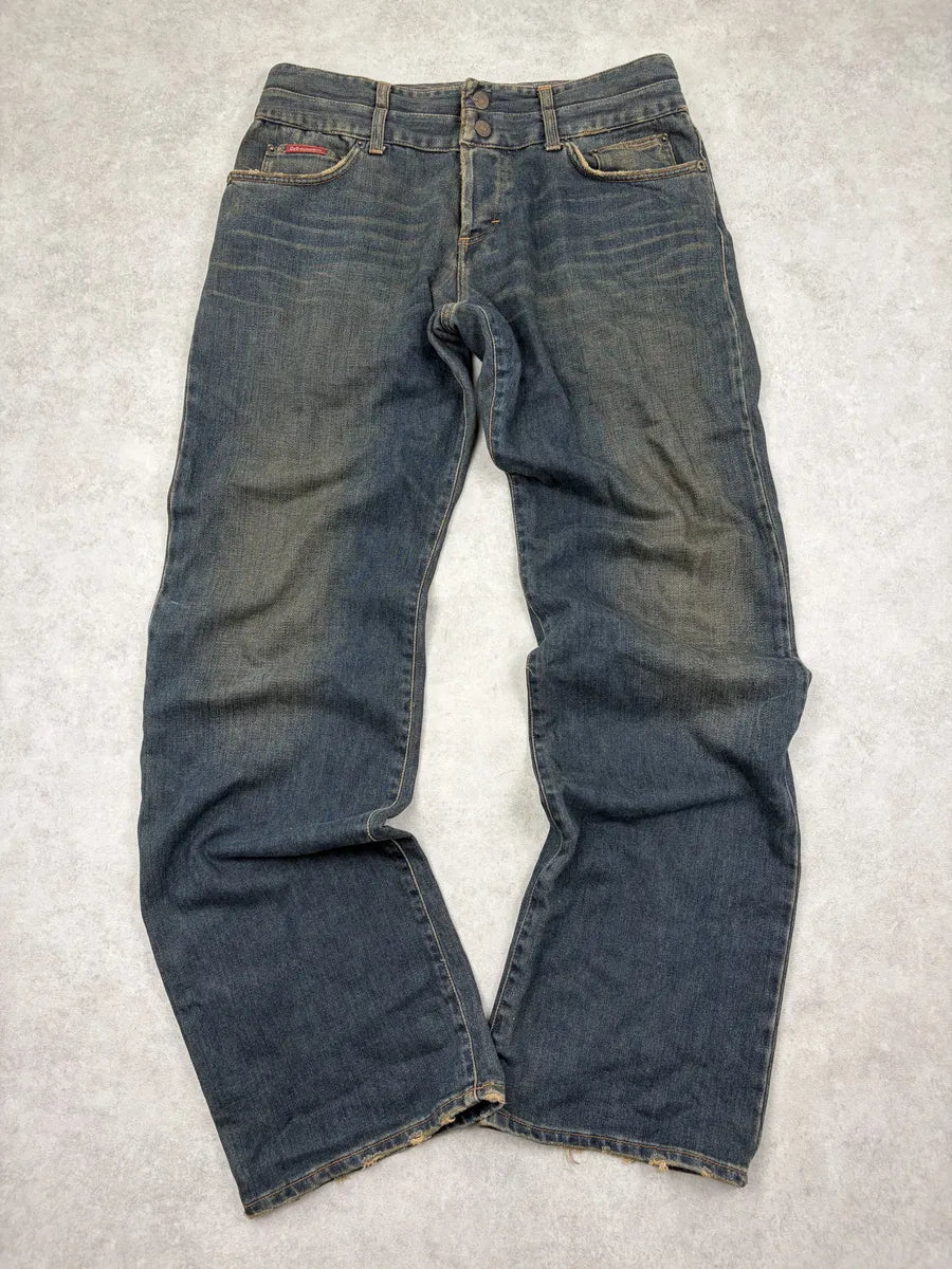 AW2003 Dolce & Gabbana Blue Faded Raw Denim Jeans FvLCCYh 4