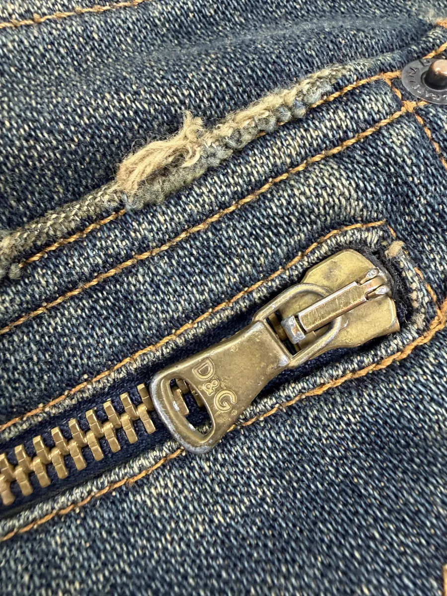 AW2003 Dolce & Gabbana Blue Faded Raw Denim Jeans FvLCCYh 9