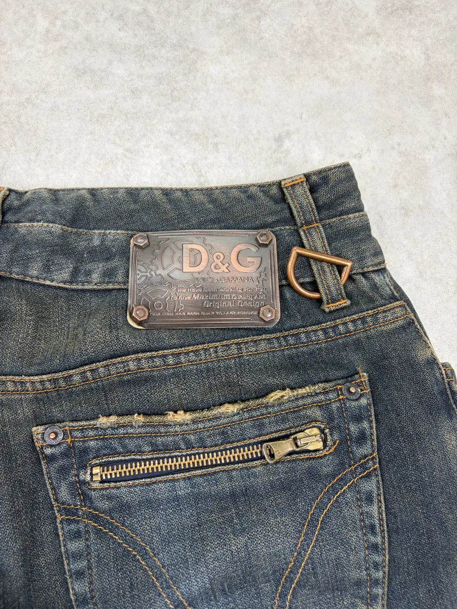 AW2003 Dolce & Gabbana Blue Faded Raw Denim Jeans FvLCCYh 10