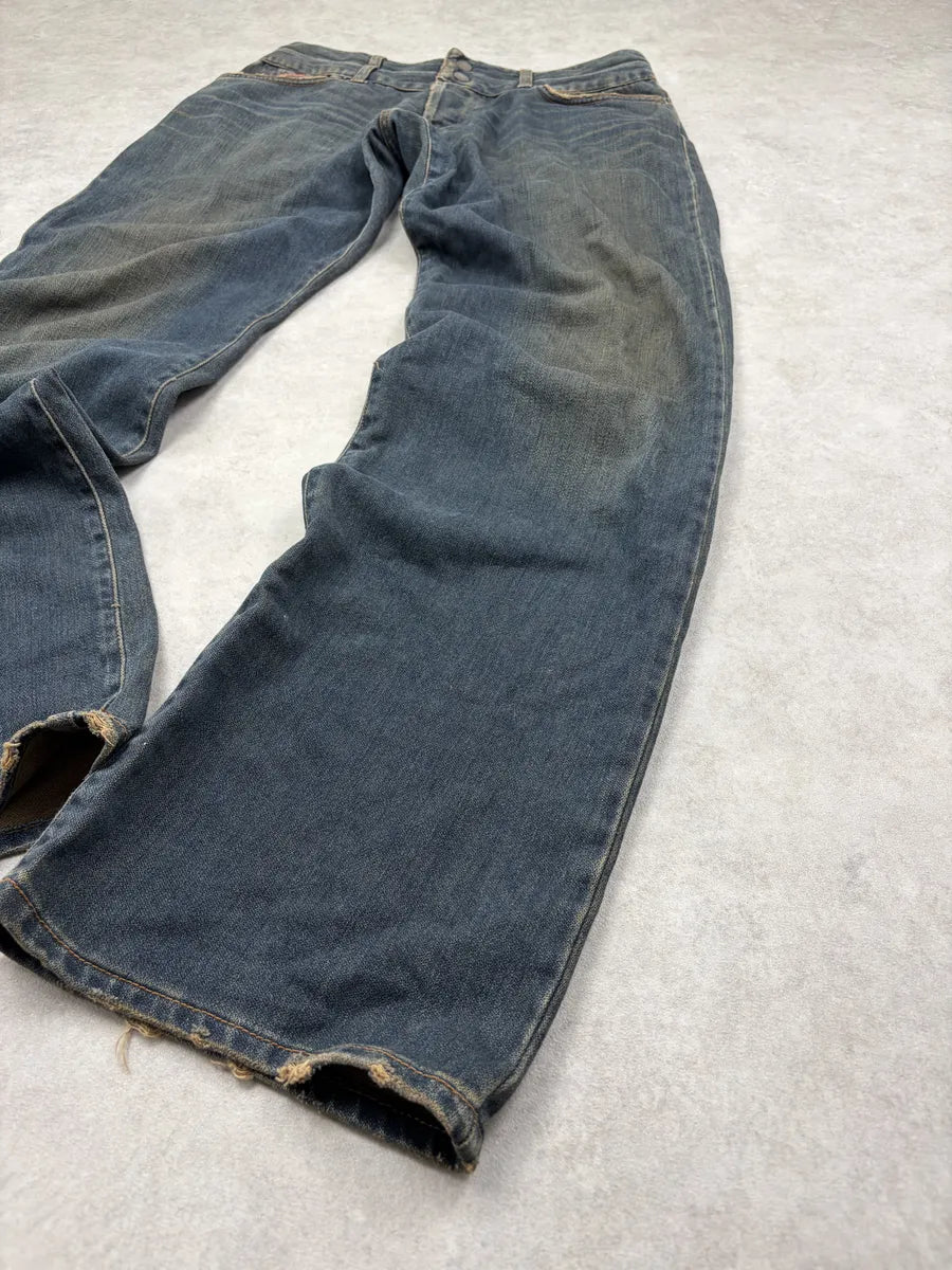 AW2003 Dolce & Gabbana Blue Faded Raw Denim Jeans FvLCCYh 5