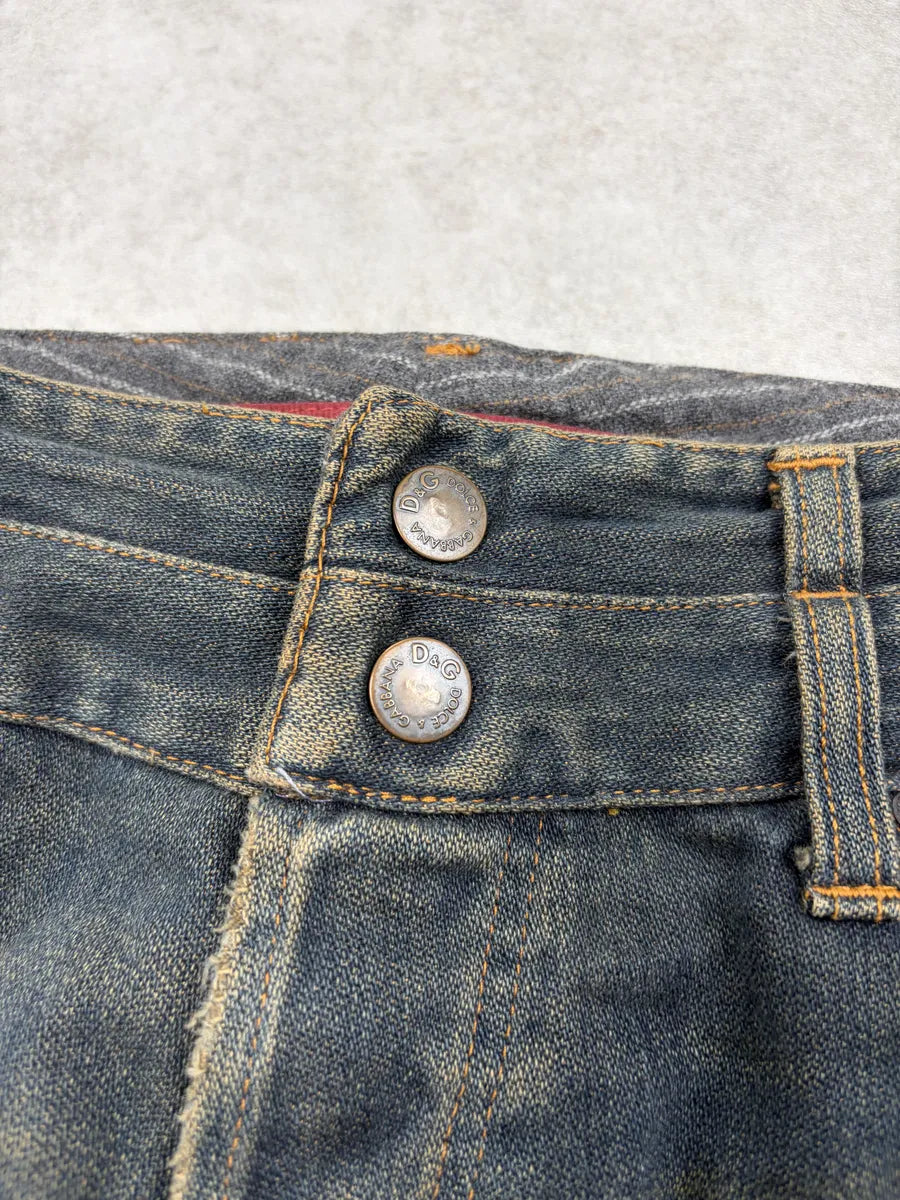AW2003 Dolce & Gabbana Blue Faded Raw Denim Jeans FvLCCYh 7