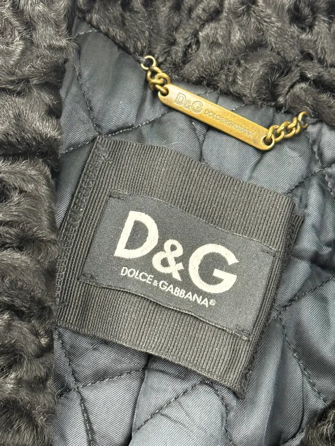 AW2009 Dolce & Gabbana Navy Royal Fur Collar Buttoned Long Coat nDmLUJp 14