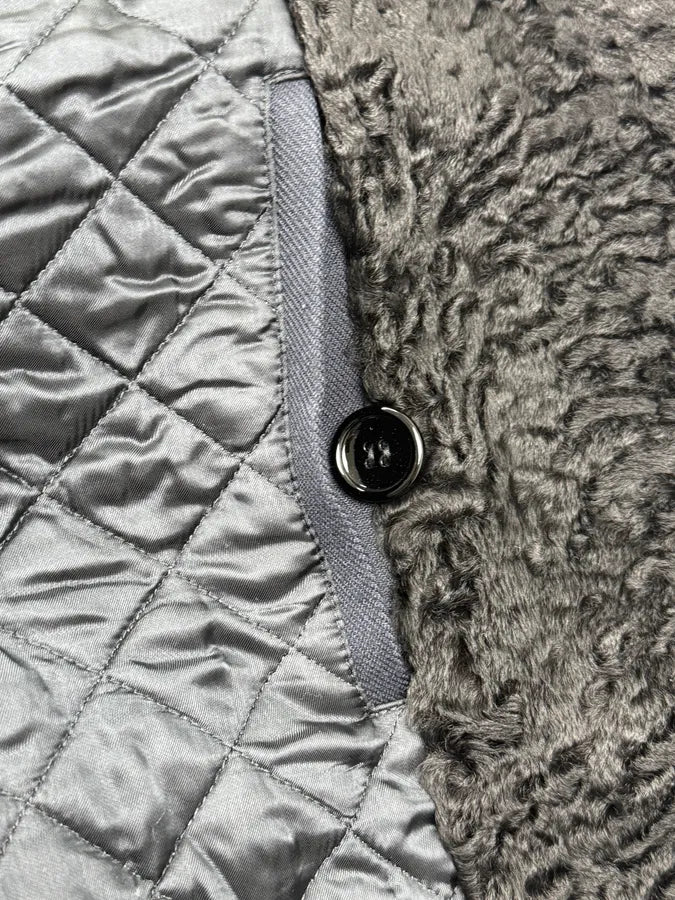 AW2009 Dolce & Gabbana Navy Royal Fur Collar Buttoned Long Coat nDmLUJp 13