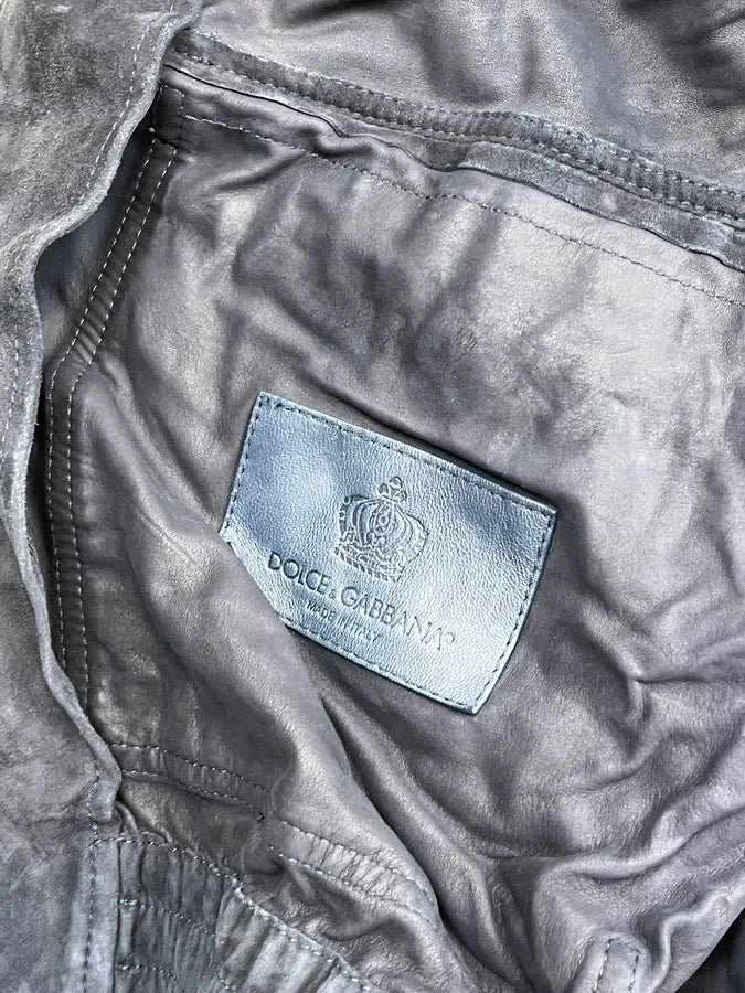 2010s Dolce & Gabbana Navy Suede Zip Motorcycle Leather Jacket CNBJiUe 9