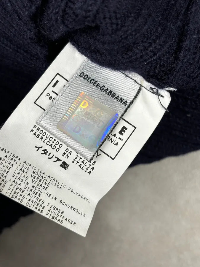 2000s Dolce & Gabbana Navy Wool Ribbed Sweater uEVzlPQ 8