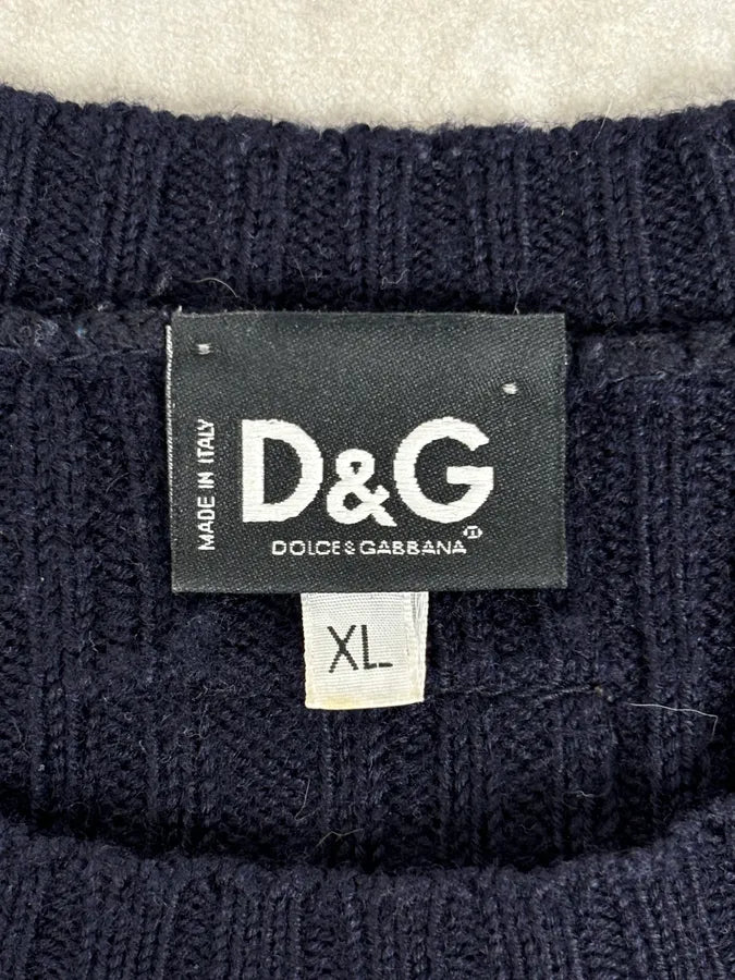 2000s Dolce & Gabbana Navy Wool Ribbed Sweater uEVzlPQ 7