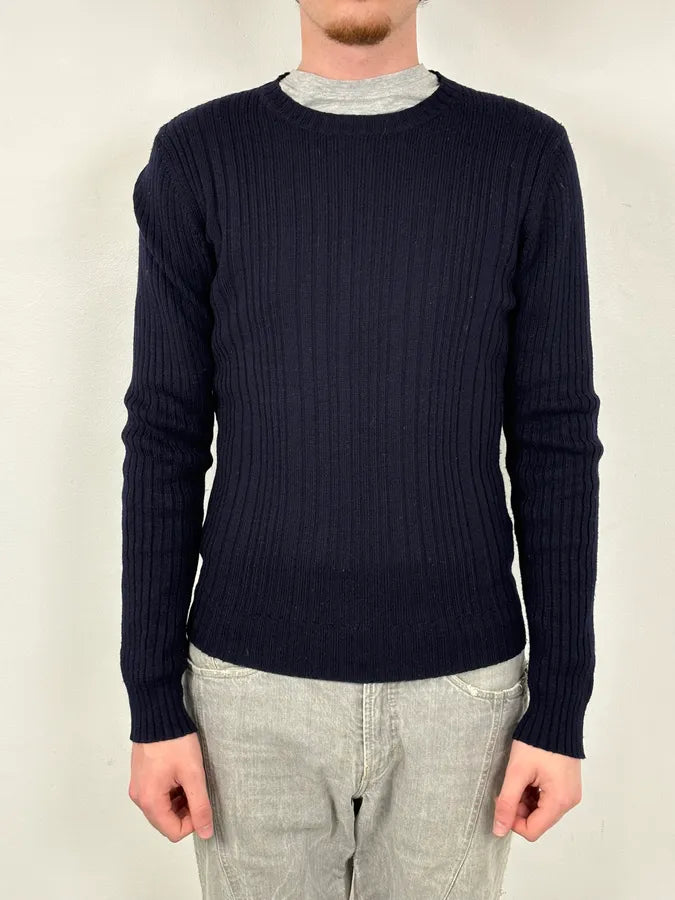 2000s Dolce & Gabbana Navy Wool Ribbed Sweater uEVzlPQ 1