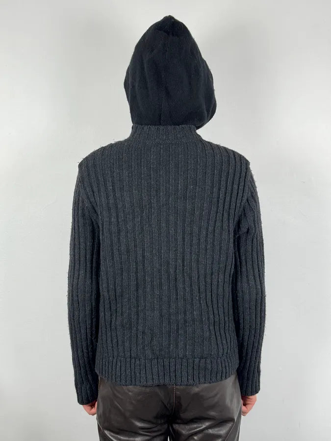 Dolce & Gabbana Grey & Black Wool Zip Up Hoodie wUYHFpx 2