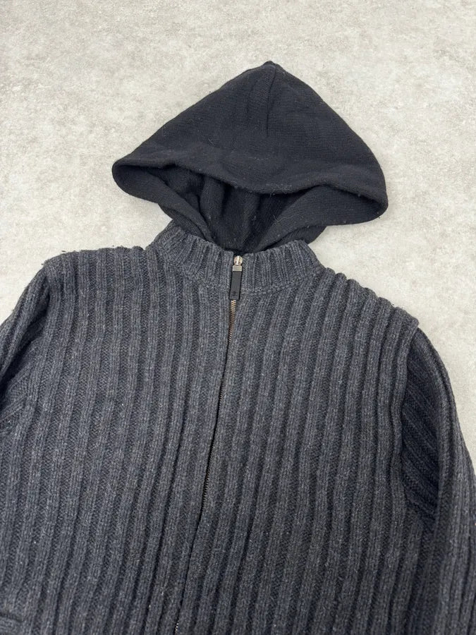 Dolce & Gabbana Grey & Black Wool Zip Up Hoodie wUYHFpx 4
