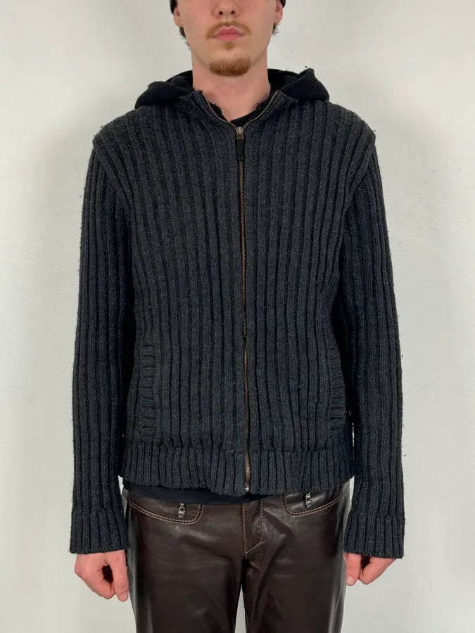 Dolce & Gabbana Grey & Black Wool Zip Up Hoodie wUYHFpx 1