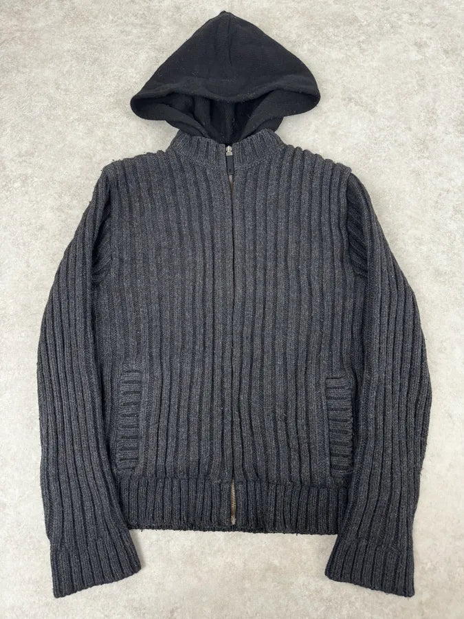 Dolce & Gabbana Grey & Black Wool Zip Up Hoodie wUYHFpx 0