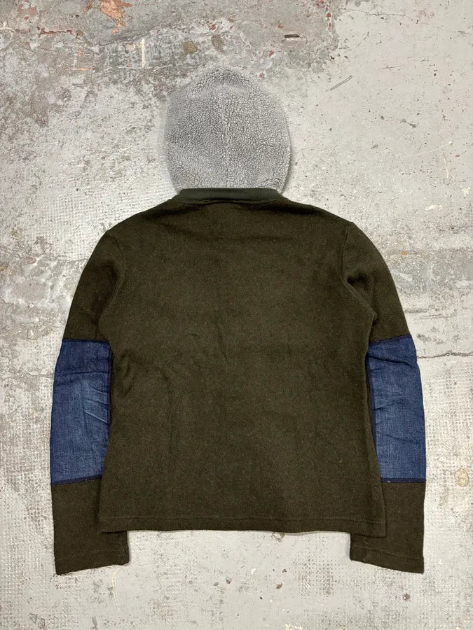 AW2003 Dolce & Gabbana Olive Wool Contrast Zip-up Hoodie sohJqAm 4
