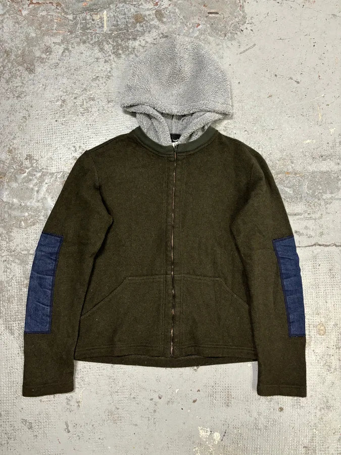 AW2003 Dolce & Gabbana Olive Wool Contrast Zip-up Hoodie sohJqAm 0