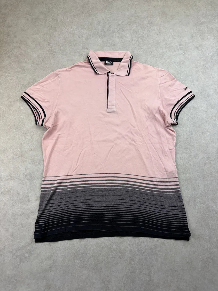 2000s Dolce & Gabbana Pink & Black Striped Polo Shirt KHxSKsU 0