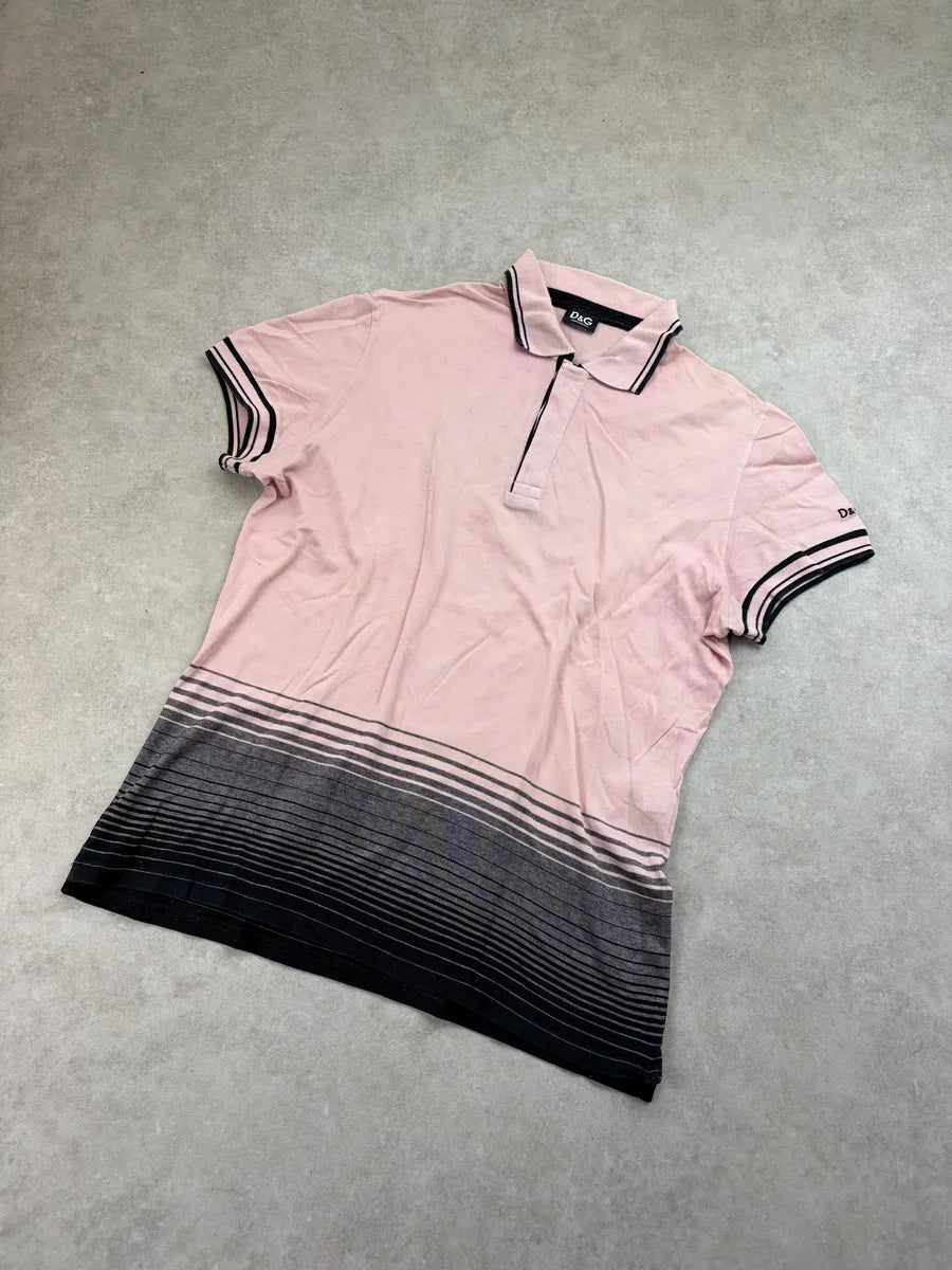 2000s Dolce & Gabbana Pink & Black Striped Polo Shirt KHxSKsU 3