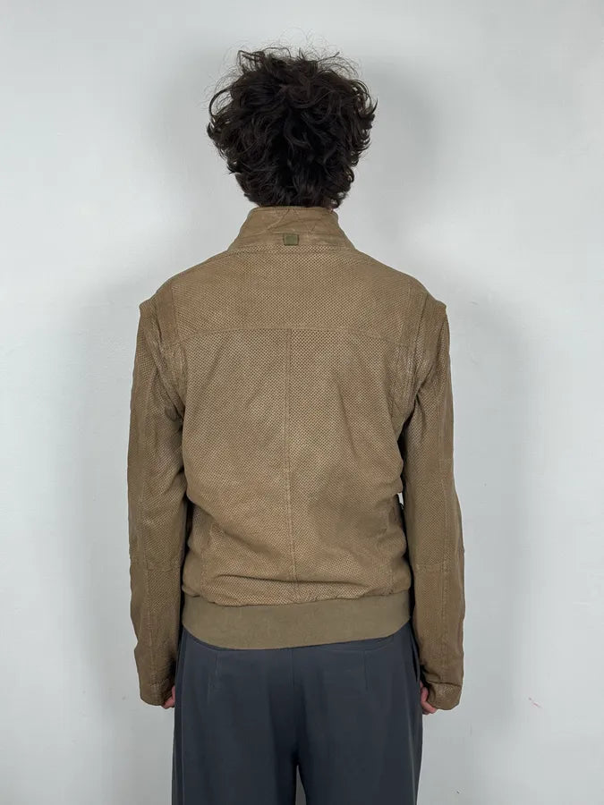 FW2005 Dolce & Gabbana Perfored Army Brown Leather Jacket dsEYbLa 2