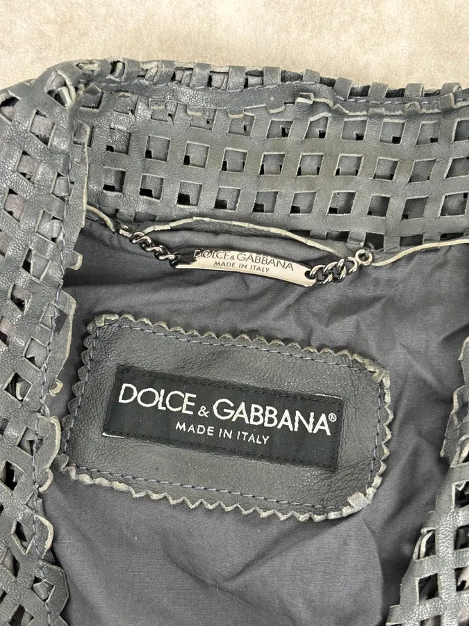 SS2011 Dolce & Gabbana Perfored Leather Blazer Jacket BLLMAxQ 7