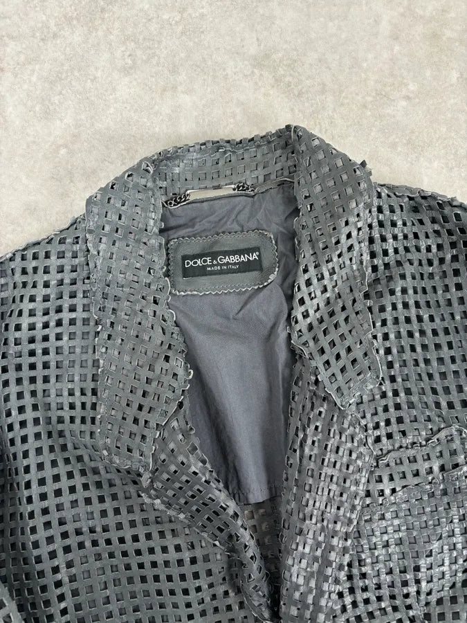 SS2011 Dolce & Gabbana Perfored Leather Blazer Jacket BLLMAxQ 3