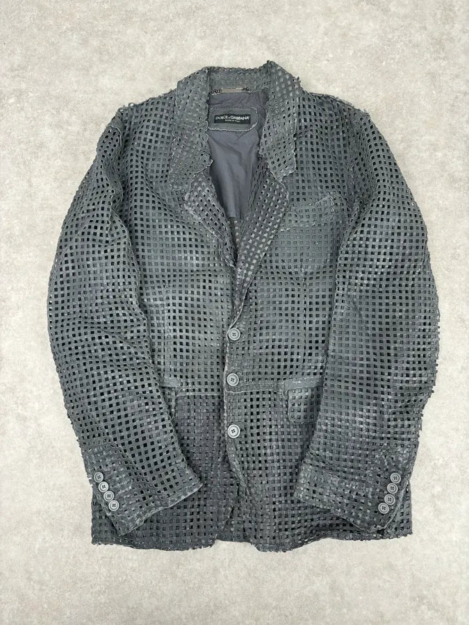SS2011 Dolce & Gabbana Perfored Leather Blazer Jacket BLLMAxQ 0