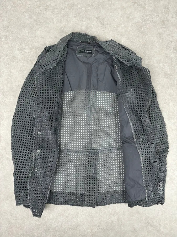 SS2011 Dolce & Gabbana Perfored Leather Blazer Jacket BLLMAxQ 6