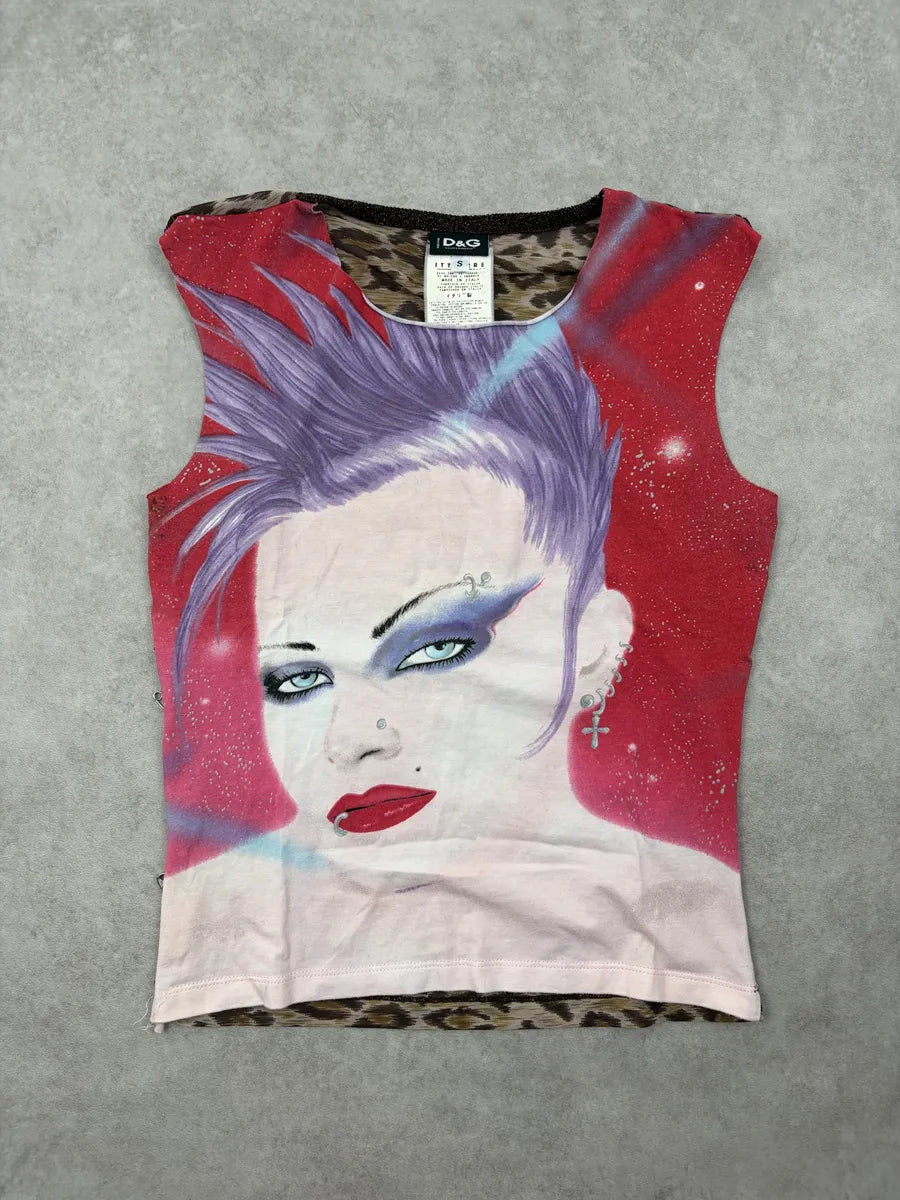 AW2001 Dolce & Gabbana Pin Punk Rock Leopard Tank Top LNzaAYe 0