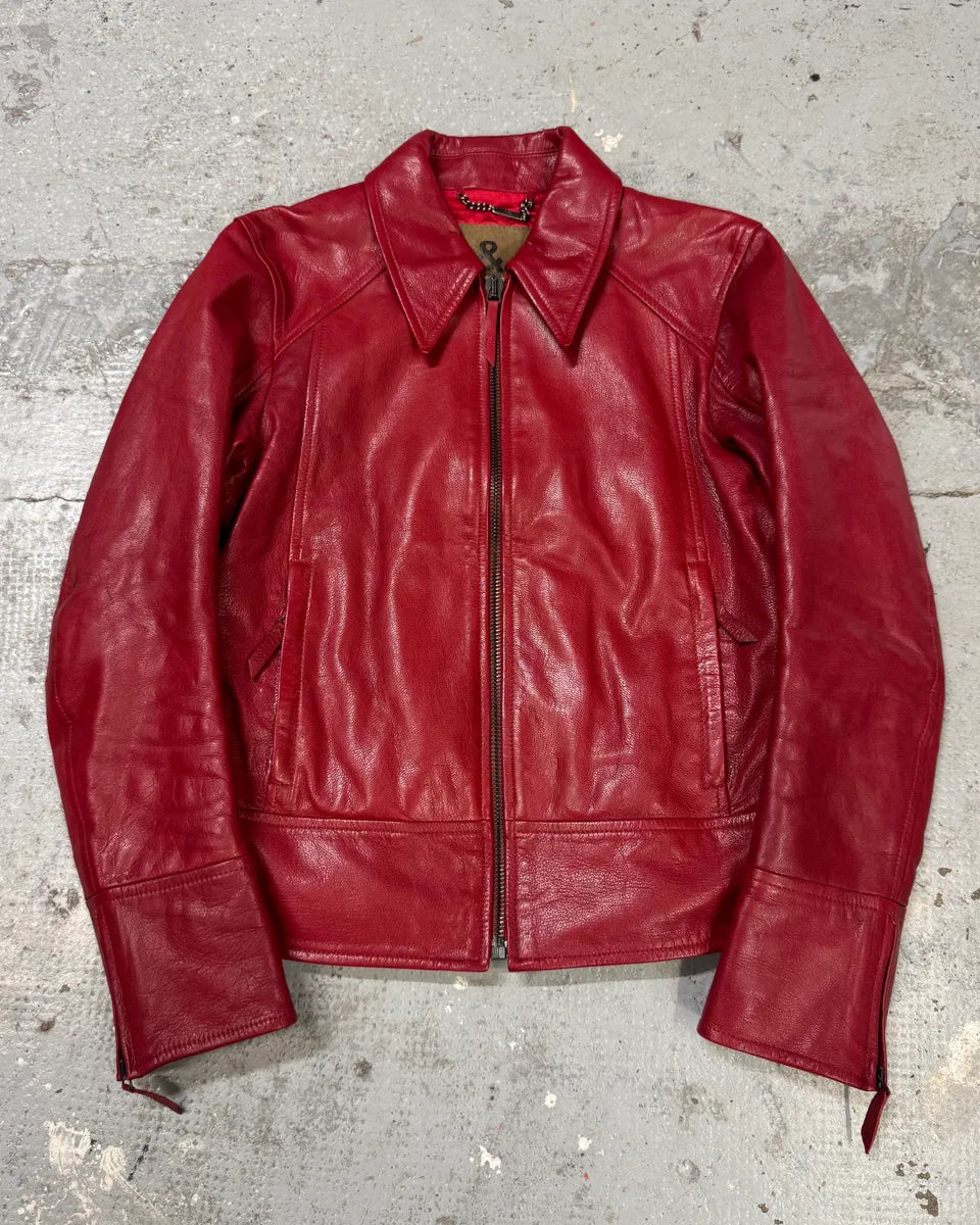 Dolce & Gabbana Pink Lady Red Leather Jacket fZToTHm 0