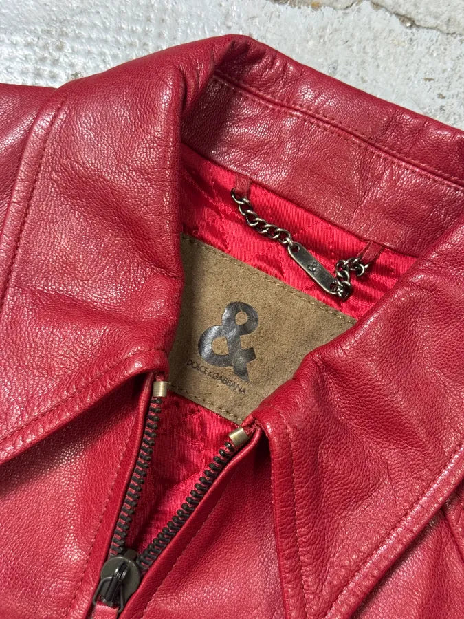 Dolce & Gabbana Pink Lady Red Leather Jacket fZToTHm 6