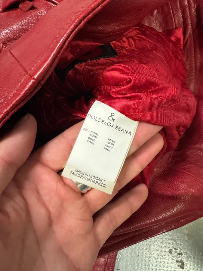 Dolce & Gabbana Pink Lady Red Leather Jacket fZToTHm 8