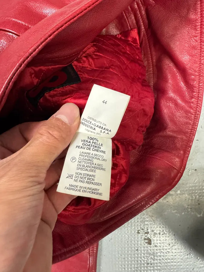 Dolce & Gabbana Pink Lady Red Leather Jacket fZToTHm 9