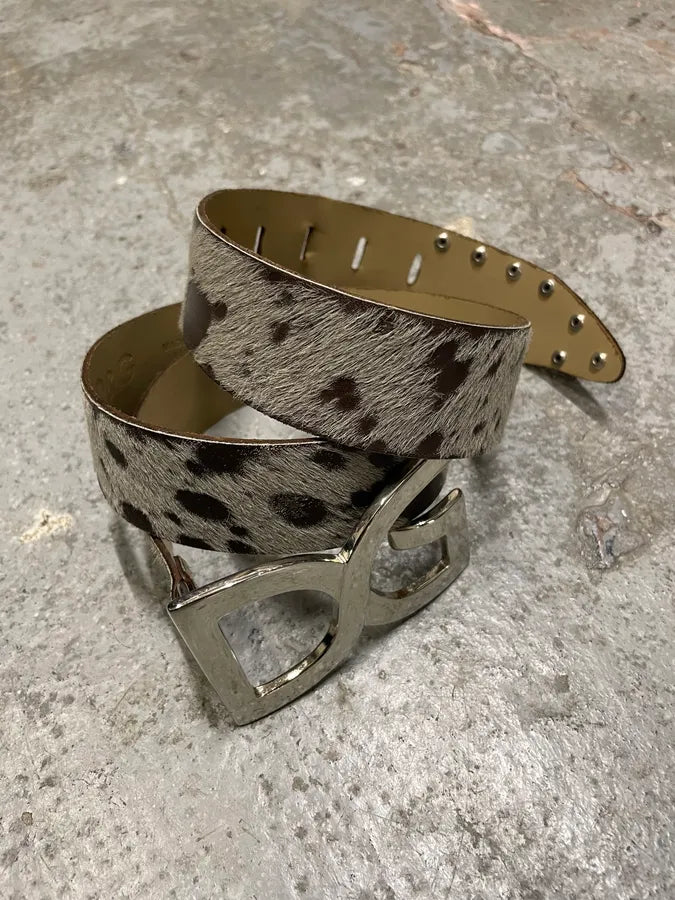 Dolce & Gabbana Pony Hair Brown Leather Belt (OS) wWjKFdF 3