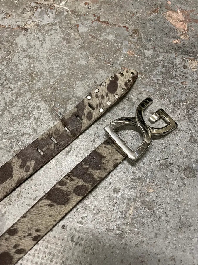 Dolce & Gabbana Pony Hair Brown Leather Belt (OS) wWjKFdF 4