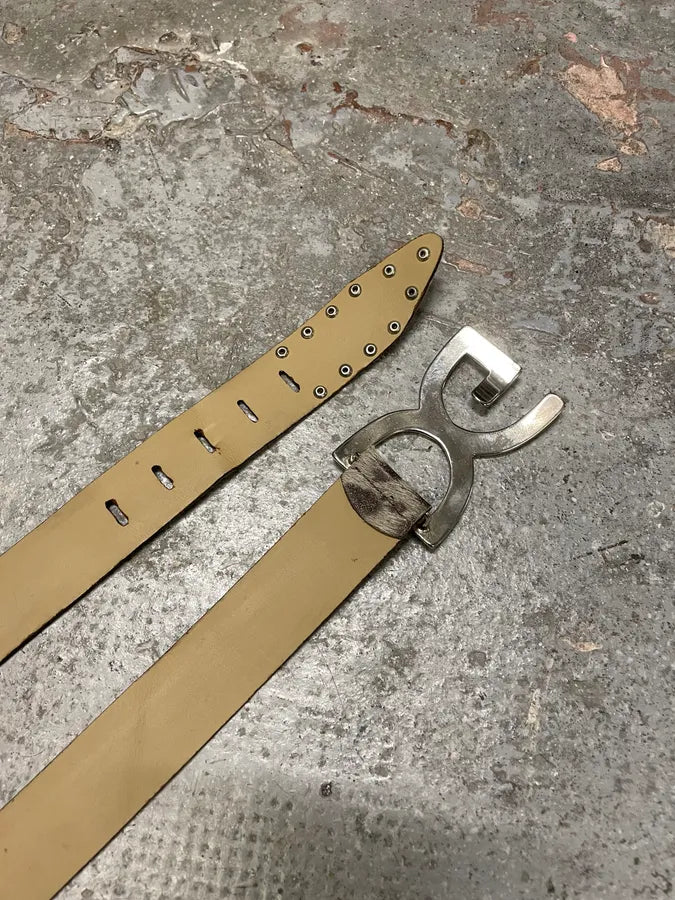 Dolce & Gabbana Pony Hair Brown Leather Belt (OS) wWjKFdF 5