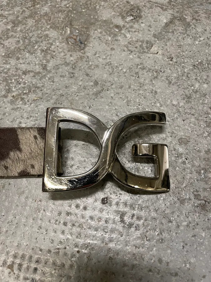 Dolce & Gabbana Pony Hair Brown Leather Belt (OS) wWjKFdF 6