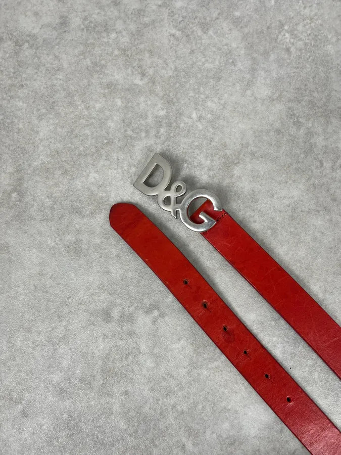 AW2004 Dolce & Gabbana Propaganda Red Leather Belt PpMDSGg 3