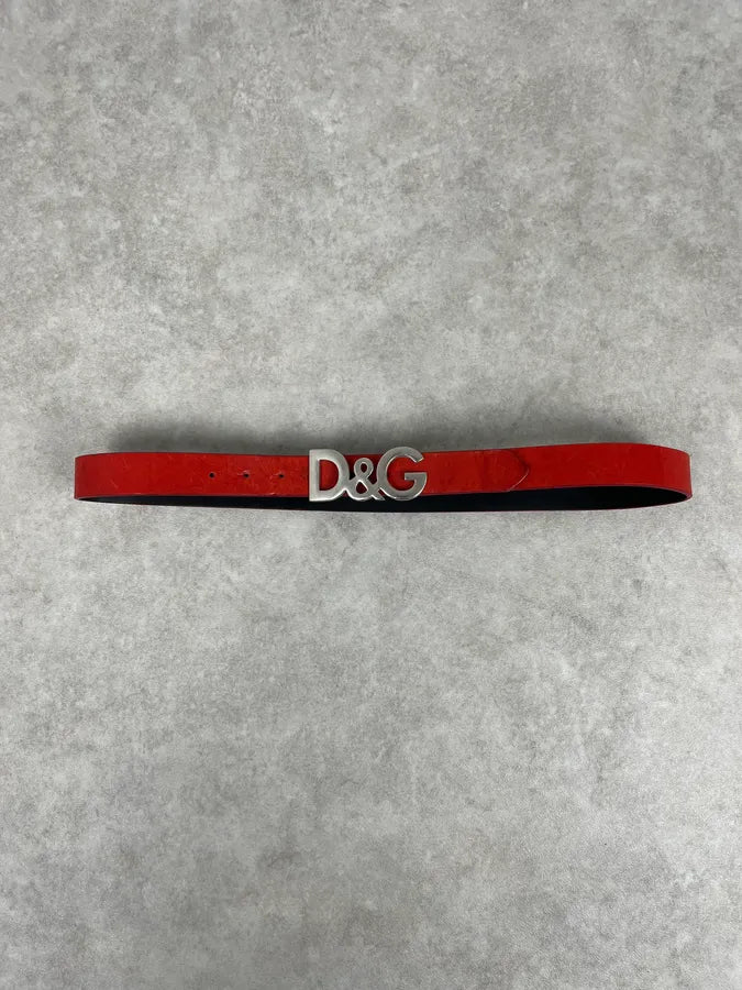 AW2004 Dolce & Gabbana Propaganda Red Leather Belt PpMDSGg 4