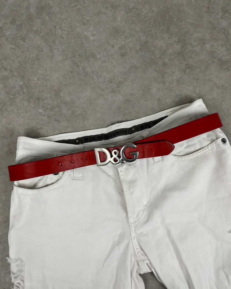 AW2004 Dolce & Gabbana Propaganda Red Leather Belt PpMDSGg 0