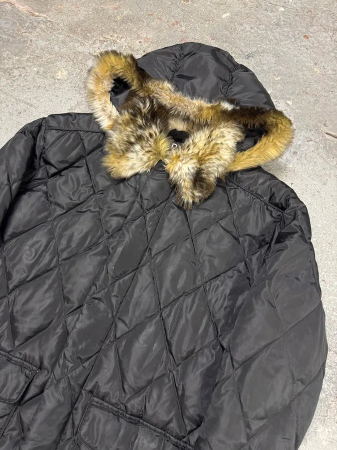 2000s Dolce & Gabbana Puffer Hooded Fur Black Jacket OontcDZ 1