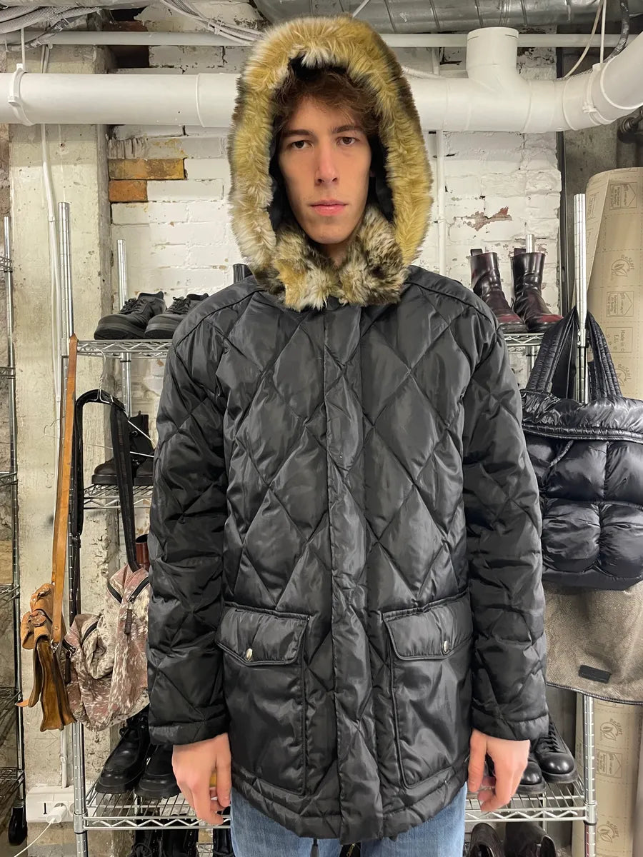 2000s Dolce & Gabbana Puffer Hooded Fur Black Jacket OontcDZ 2