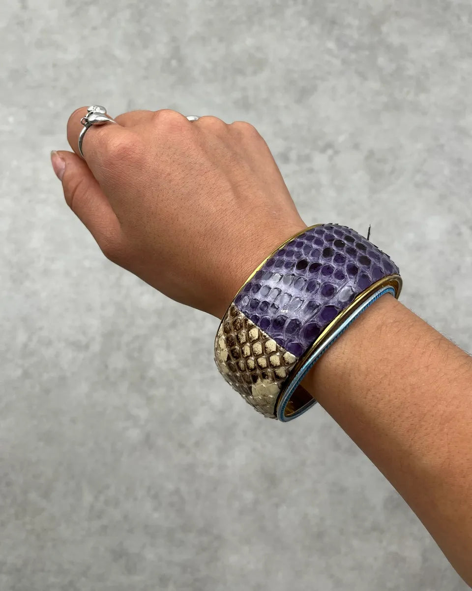 Dolce & Gabbana Purple Beige & Red Python Bangle Bracelet  iyWEipj 0