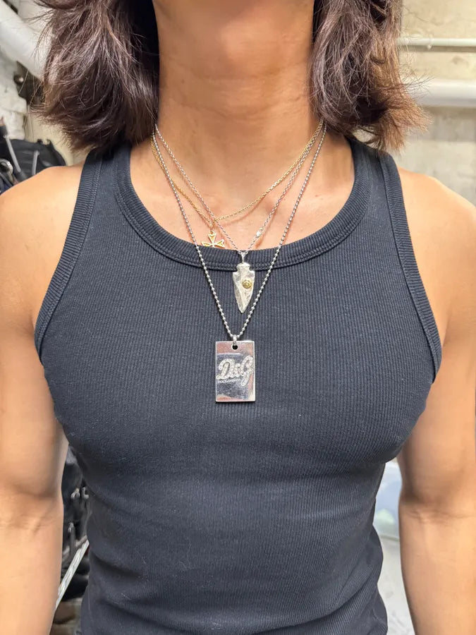 Dolce & Gabbana Rectangle Tag Ball Chain Necklace (OS) vUkBVHF 1