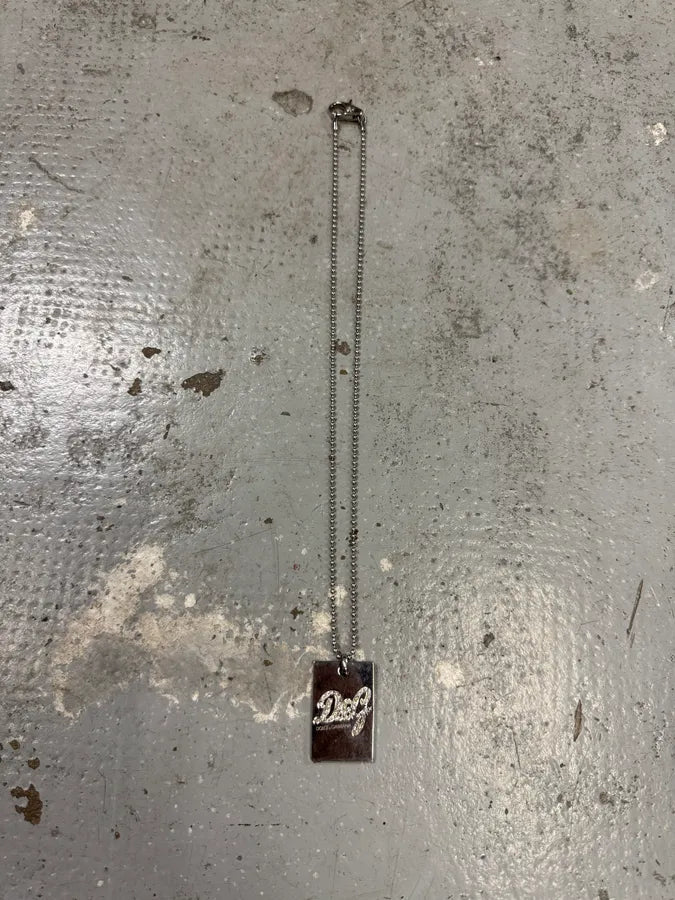 Dolce & Gabbana Rectangle Tag Ball Chain Necklace (OS) vUkBVHF 6