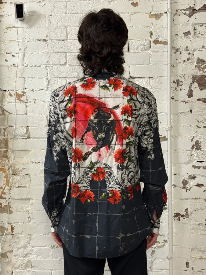 SS2015 Dolce & Gabbana Red & White Floral Bull Shirt xRYvRZR 3